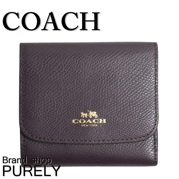 コーチ 財布 レディース COACH クロスグレイン レザー スモール ウォレット 折り財布 F53768 IMAUB パープル 送料無料｜purely