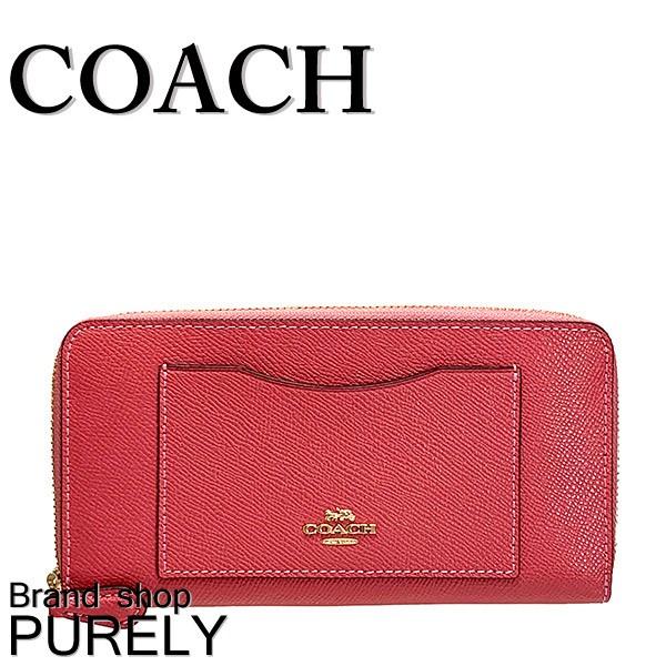 コーチ 財布 レディース COACH 長財布 クロスグレイン レザー アコーディオン ジップ ウォレット F54007 IMLJV ストロベリー 送料無料｜purely