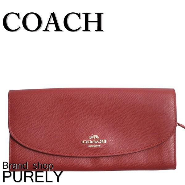 コーチ 財布 レディース COACH クロスグレイン  レザー スリム 長財布 F54009 IMDN8 トゥルーレッド 送料無料｜purely