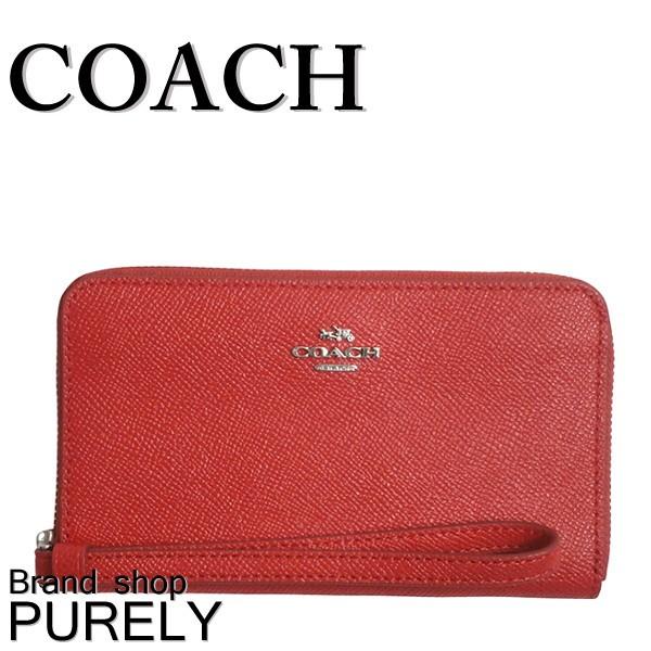 コーチ 財布 レディース COACH レザー ダブル ジップ フォン ウォレット 折り財布 F58053 SVBRD ブライトレッド 送料無料｜purely