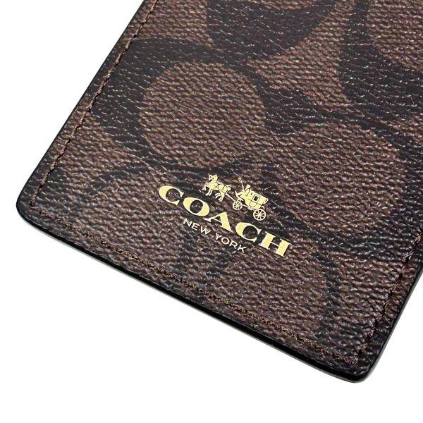 新品☆COACH (コーチ) ケース　メンズ　ブラウン シグネチャー COACH】コーチ メンズ コーティング キャンバス レザー シグネチャー