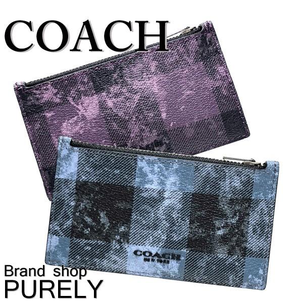 コーチ COACH カードケース メンズ グランジ プレイド ジップ カードケース F77947 送料無料｜purely