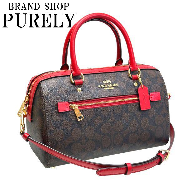 【美品】COACH レザーハンドバッグ ブラウン/レッド COACH（コーチ） アウトレット C6230 IMRVQ レザー ケイシー