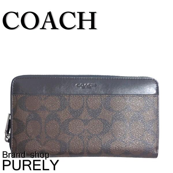 コーチ COACH 財布 メンズ シグネチャー トラベル ウォレット 長財布 F93510 MA/BR マホガニー×ブラウン 送料無料｜purely