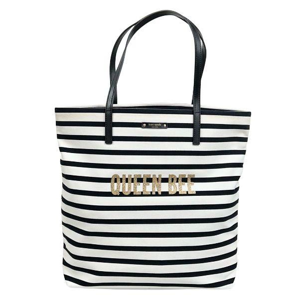 国内発送 ケイトスペード バッグ レディース KateSpade トートバッグ ダウン ザ ラビットホール クイーンビー ボン ショッパー WKRU4208 993 ブラック×ホワイト_1