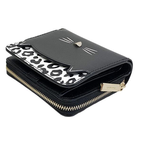 ケイトスペードニューヨーク 二つ折り財布 ブラック ミャオ 猫みミニ 財布 黒 kate spade NEW YORK - ケイトスペードニューヨーク 二つ折り財布