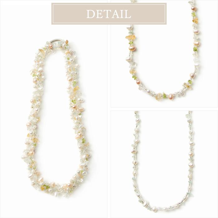 ローズクォーツ 淡水パール ネックレス2セット ネックレス ロング セット 二連 クリッカー ショートナー 淡水