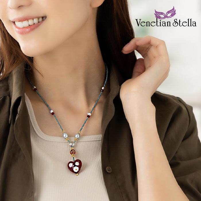 ネックレス ショート 淡水パール ヴェネチアン ベネチアン グラス ガラス ハート 赤 青 012 Dc017 N00 Purepoche 通販 Yahoo ショッピング