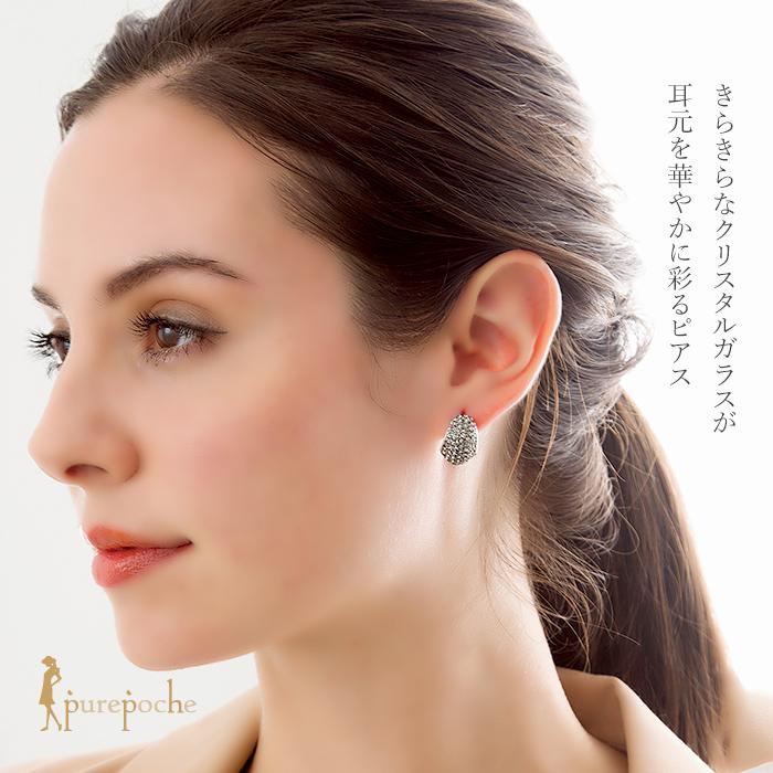 ピアス イヤリング お揃い クリスタルガラス ラウンドカット 