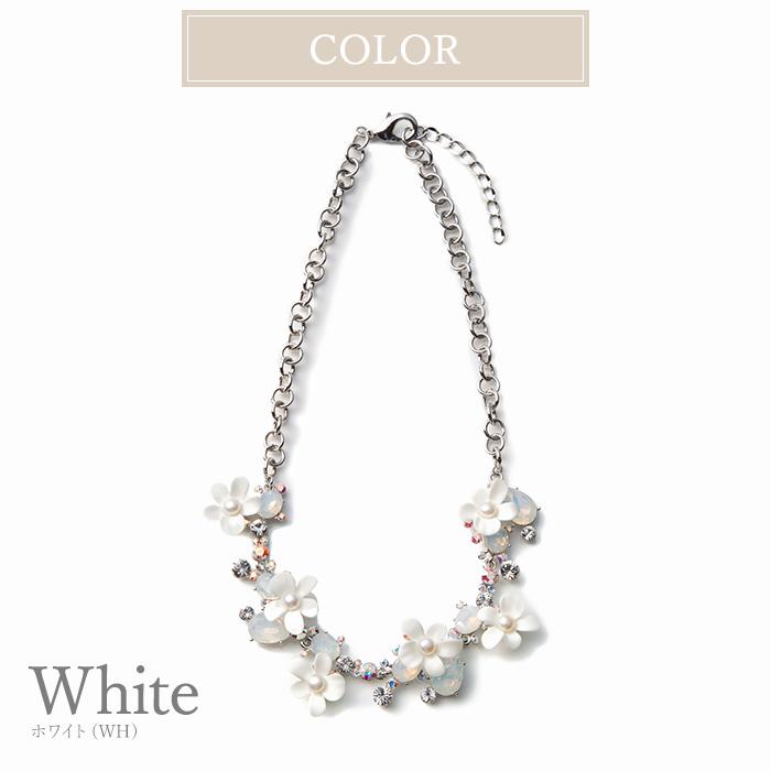 ネックレス ショート 淡水パール ガラス プラスチック 花