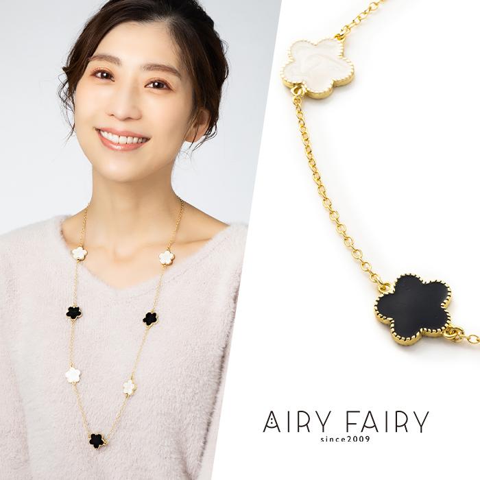 ネックレス ロング ステーション フラワー 花 モノトーン : purepoche 