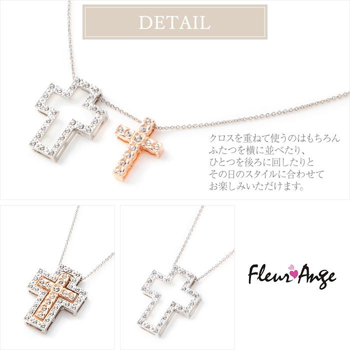 ネックレス ショート ペンダント クリスタルガラス クロス 十字 