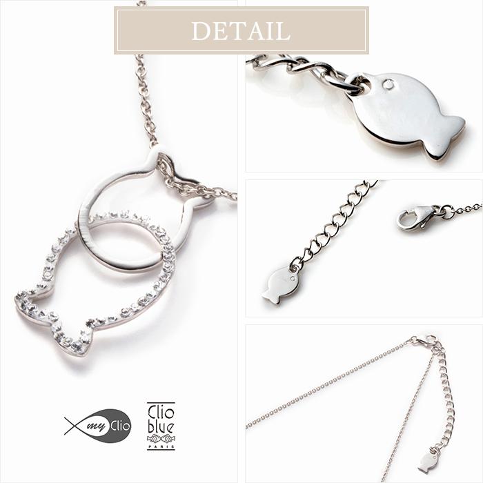 Clio blue ネックレス ショート クリスタルガラス シルバー925 Clio blue ネックレス ショート クリスタルガラス シルバー925