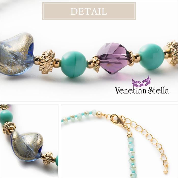 ネックレス ショート ヴェネチアン ベネチアン グラス ガラス 葉