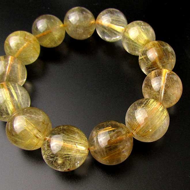 信頼】 Pure ピュアピュアルチルクォーツ ゴールドルチル 16mm 大玉 金