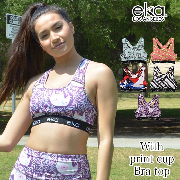 エカ eka プリントカップ付 ブラトップ メール便 送料無料 ヨガウェア 