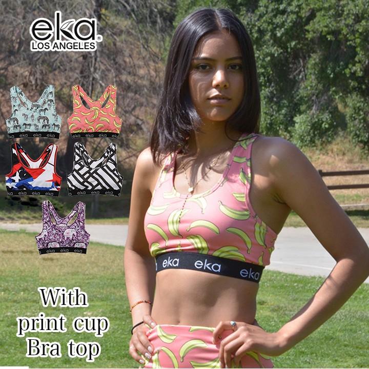 エカ eka プリントカップ付 ブラトップ メール便 送料無料 ヨガウェア 