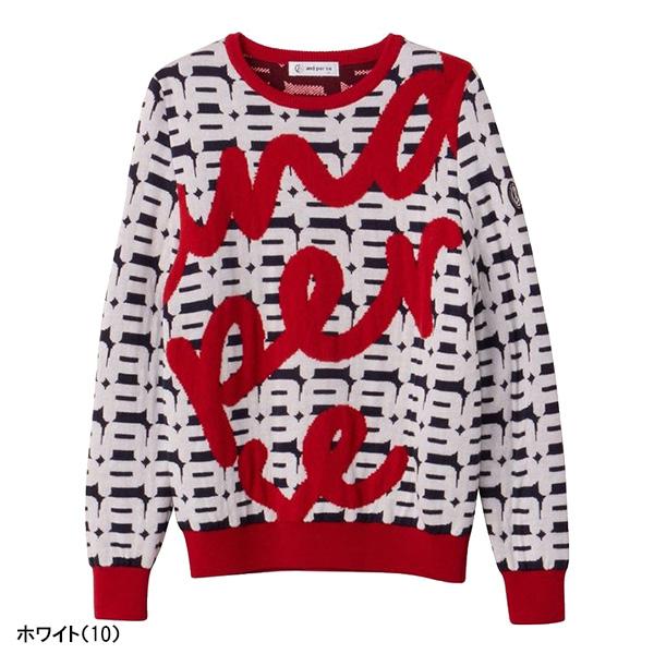 and per se（アンパスィ） レディース 長袖 ウールmixジャカードニット