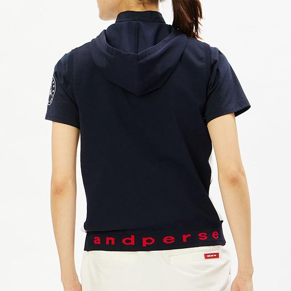 【ほぼ未使用】and per se パーカー　ネイビー　ゴルフウェア　レディース ほぼ未使用】and per se パーカー ネイビー ゴルフウェア