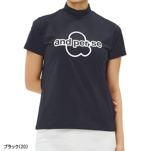 and per se（アンパスィ） レディース 半袖 モックネックシャツ