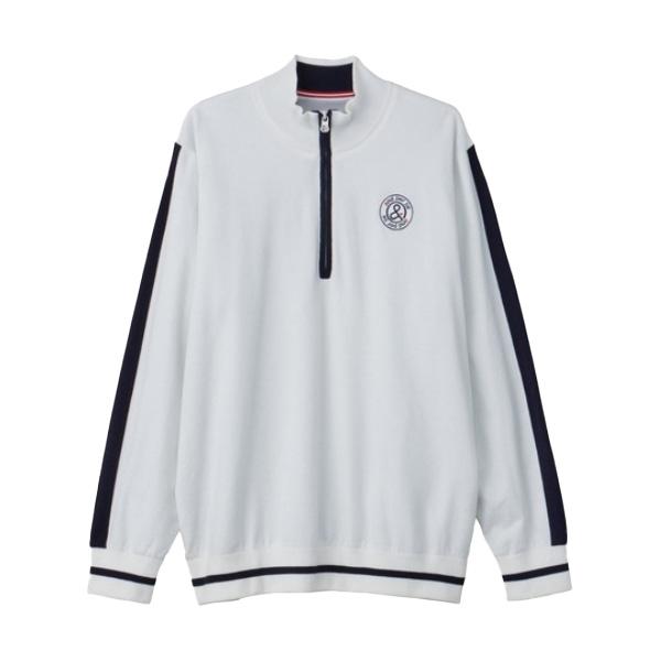 美品 アンパスィ and per se ロゴ総柄 ハーフジップニット XLビッグ and per se アンパスィ 長袖 ハーフジップ セーター 防風ニット