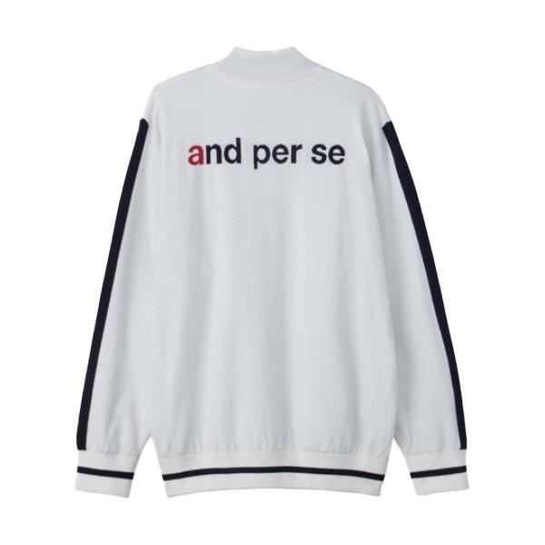 美品 アンパスィ and per se ロゴ総柄 ハーフジップニット XLビッグ and per se アンパスィ 長袖 ハーフジップ セーター 防風ニット