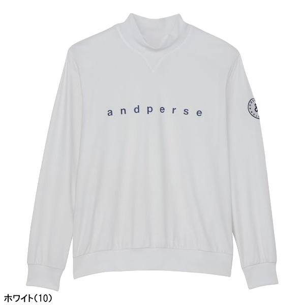 新品 アンパスィ and per se 長袖モックネックシャツ ホワイト and per se アンパスィ 長袖 モックネックシャツ メンズ ゴルフ
