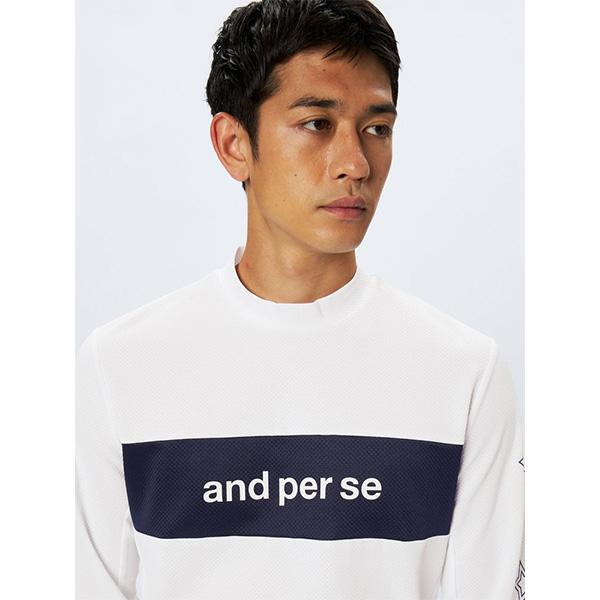 and per se（アンパスィ） 長袖 モックネックシャツ ストレッチ