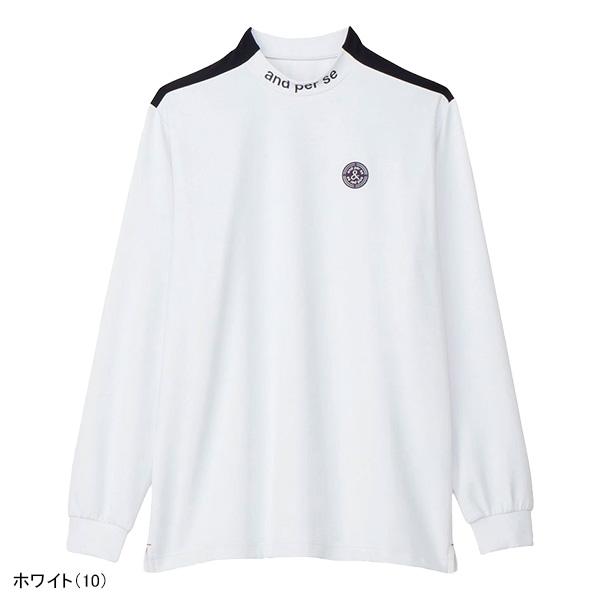 アンパスィ　モックネック　Ｌ　ホワイト and per se（アンパスィ） 長袖 モックネックシャツ メンズ AMF9254W3