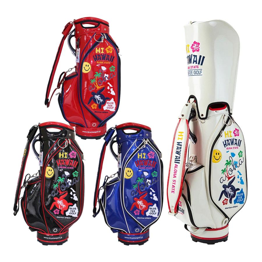 ブルーティー ゴルフ　HI HAWAII エナメル キャディバッグ 【CB-02 BLUE TEE GOLF（ブルーティーゴルフ） 9.0型 HI HAWAII エナメル