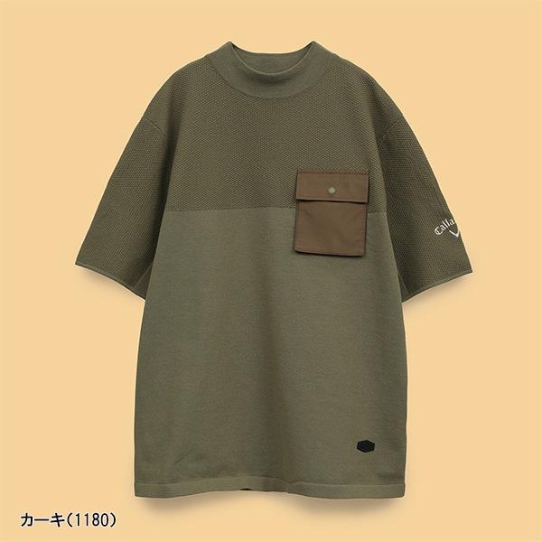 Callaway（キャロウェイ） 半袖 モックネックシャツ 鹿の子編み ニット