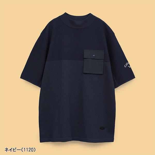 Callaway（キャロウェイ） 半袖 モックネックシャツ 鹿の子編み ニット