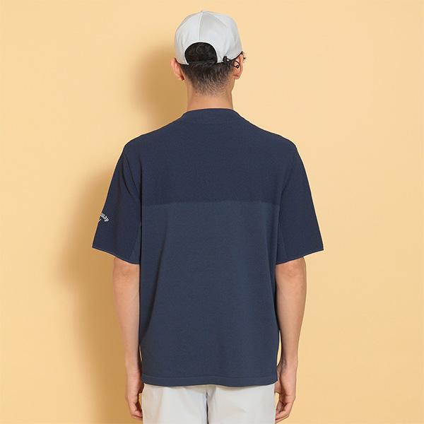 Callaway（キャロウェイ） 半袖 モックネックシャツ 鹿の子編み ニット