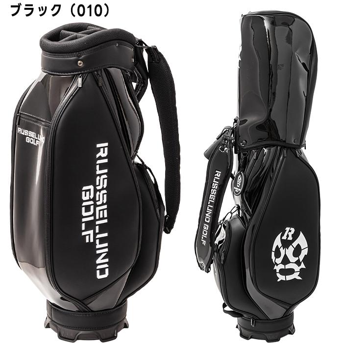 Russeluno ブラックキャディバッグ Russeluno（ラッセルノ） 9.0型 エナメル カート キャディバッグ