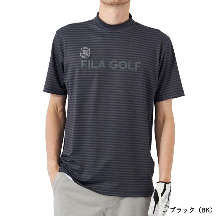 激安通販ショッピング フィラ ゴルフ ボーダー柄 モックネック 半袖 シャツ メンズ 741-686 ゴルフウェア 吸汗速乾 UVカット 