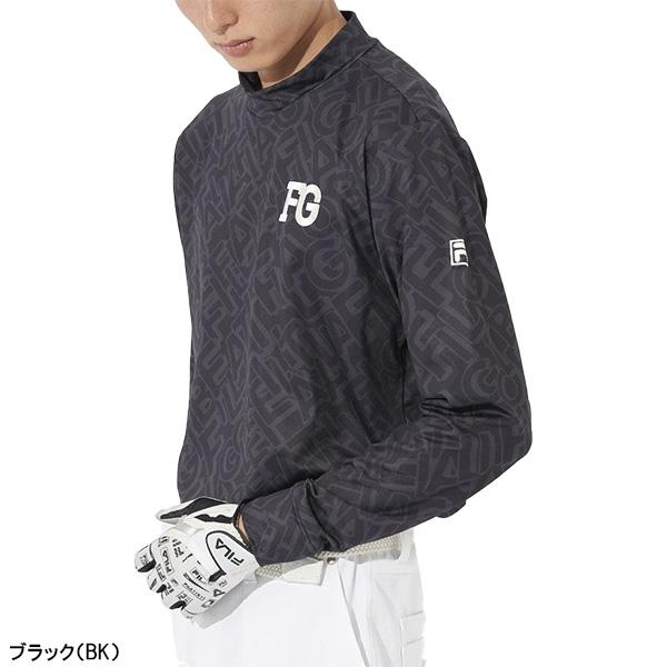 新品FILAGOLFタイポグラフィプリント総柄裏起毛長袖モックネックネイビーLL FILA GOLF フィラ ゴルフ 長袖 モックネックシャツ タイポ
