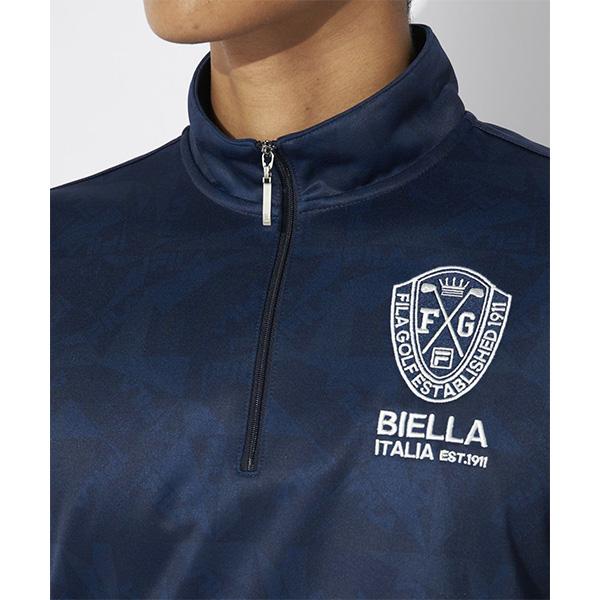 FILA GOLF フィラ ゴルフ 長袖 ハーフジップシャツ プリント 裏起毛