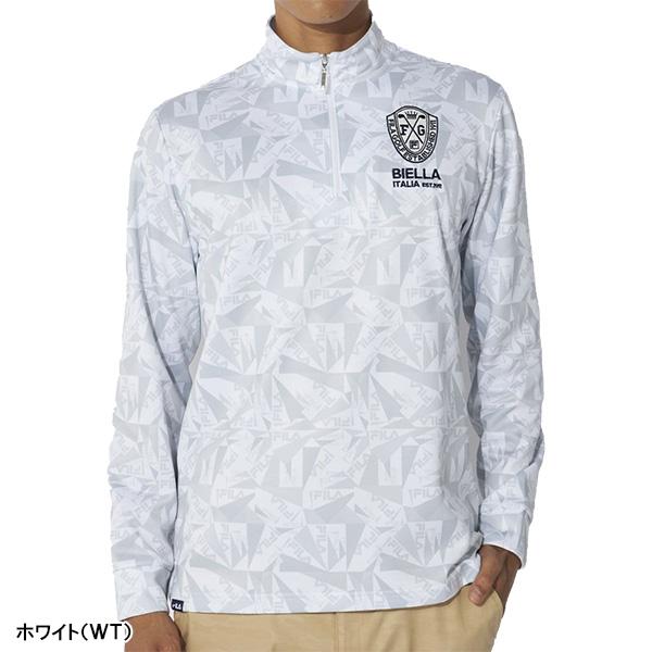 FILA GOLF フィラ ゴルフ 長袖 ハーフジップシャツ プリント 裏起毛