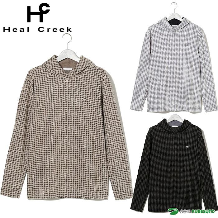 ヒールクリーク ウォーム JQ 千鳥柄 長袖 フードシャツ メンズ 001-29111 ゴルフウェア 吸湿発熱 2023年秋冬モデル Heal Creek 00129111 Heal Creek（ヒールクリーク） ウォーム JQ 千鳥柄 長袖 フードシャツ