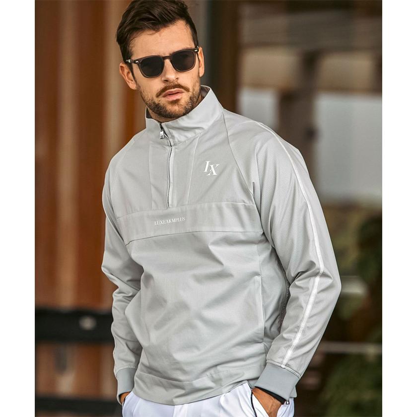 ゴルフウェア　リュクスエイケイエムプラスメンズ ラインハーフジップ 長袖 ブリーザブル ブルゾン LAO-25012 [2025年秋冬モデル] LUXE AKM PLUS リュクスエイケイエムプラス ゴルフ ラインハーフジップ