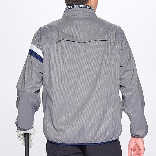 サイズ：L LE COQ GOLF ルコックゴルフ  2WAY長袖ジップジャケット ボーダー柄 グレー系 [240101491084] ゴルフウェア メンズ ストスト サイズ：L LE COQ GOLF ルコックゴルフ 2WAY長袖ジップ
