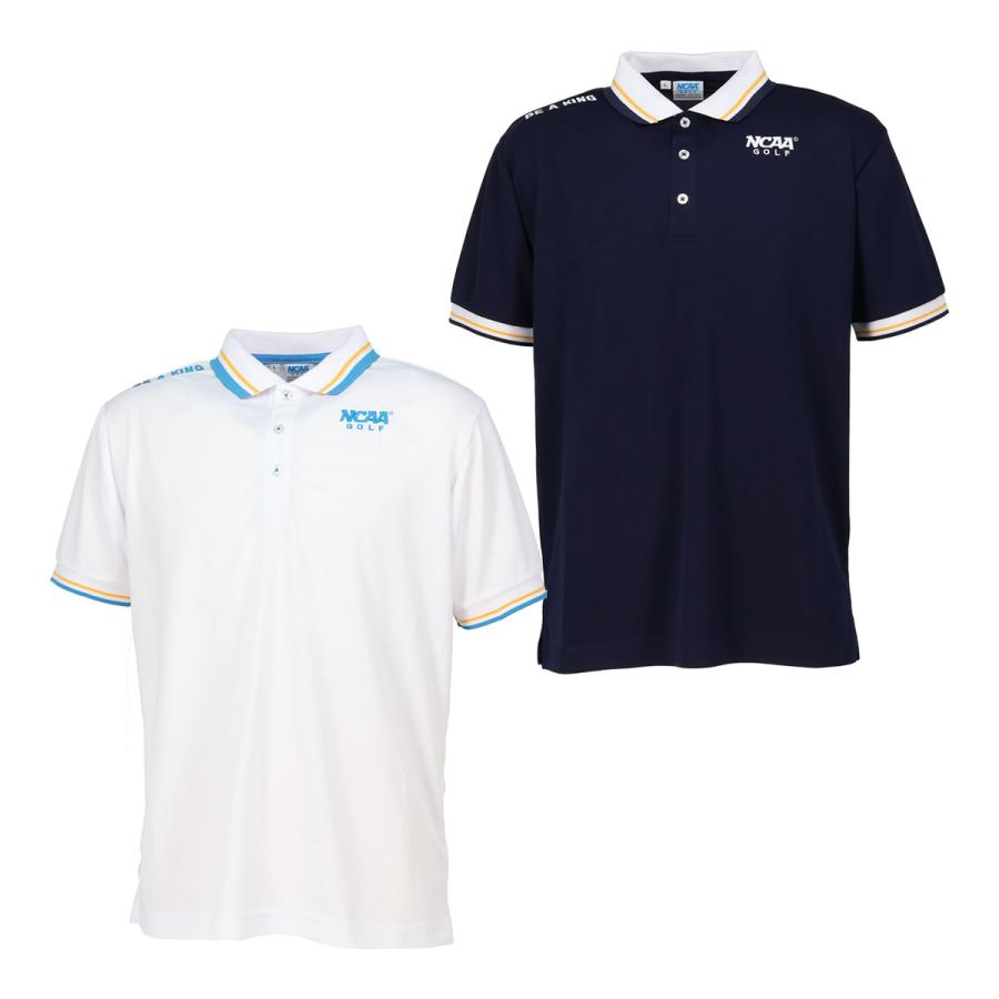 NCAA 在庫処分 NCAA GOLF 半袖 ポロシャツ リブ襟袖ライン入り メンズ