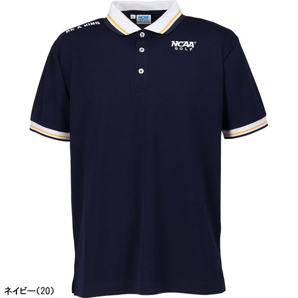 8YARDS ゴルフウェア 半袖ポロシャツ ネイビー L NCAA 在庫処分 NCAA GOLF 半袖 ポロシャツ リブ襟袖ライン入り メンズ
