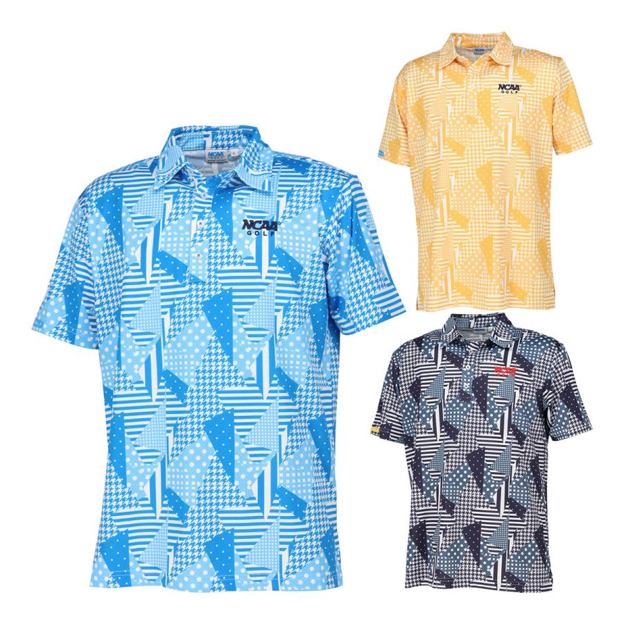 NCAA 在庫処分 GOLF 半袖 ポロシャツ メンズ NG1010 幾何学柄 幾何学