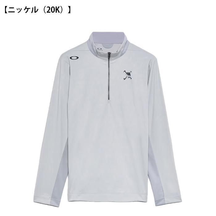 OAKLEY（オークリー） 長袖 スカル エンボスド LS ジップ モックシャツ