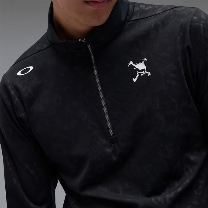 OAKLEY（オークリー） 長袖 スカル エンボスド LS ジップ モックシャツ