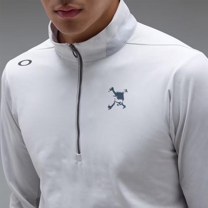 OAKLEY（オークリー） 長袖 スカル エンボスド LS ジップ モックシャツ