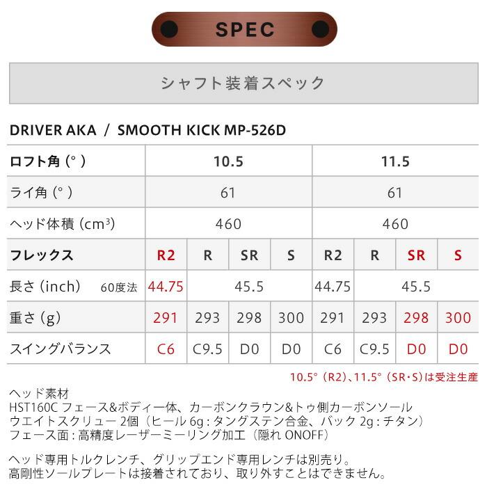 AKA オノフ ドライバー ONOFF SMOOTH KICK MP-526D カーボンシャフト