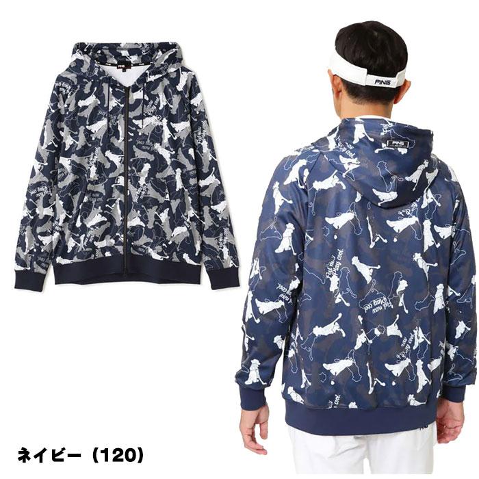 新品 ピン ゴルフ 総柄プリントフルジップ フーディー パーカー ネイビー L PING ピン アパレル フルジップフーディー パーカー トレーナー