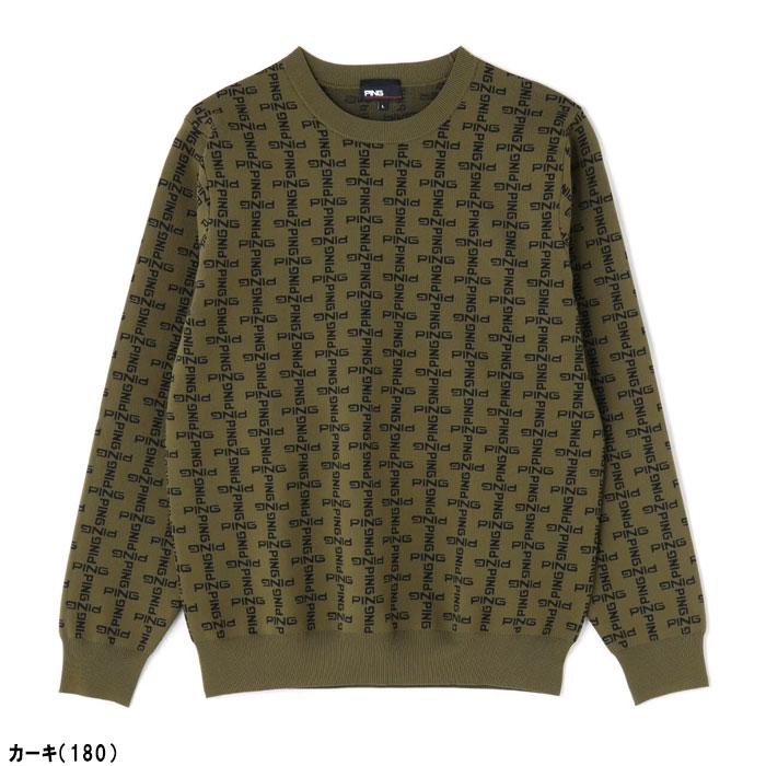 PING（ピン） ゴルフ モノグラム柄 ジャガード クルーネック ニット
